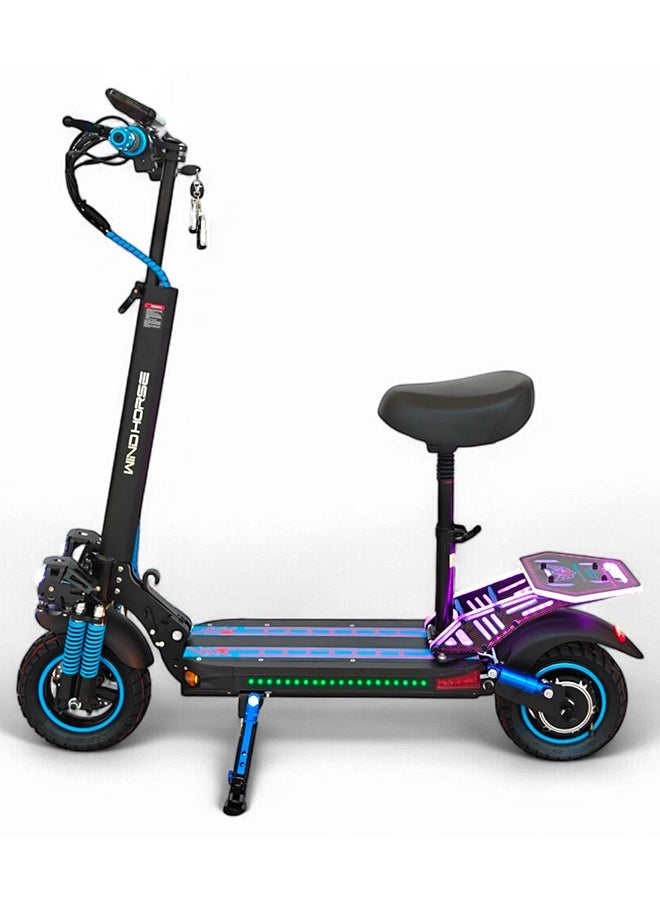 Wind Horse H5 Plus Folding Electric Scooter, 1200W Motor, 48V 27Ah Battery, 50KM/H Max Speed, 51KM Range, 10 Inches Tires, Dual Suspension and Remote Lock  - Image 2