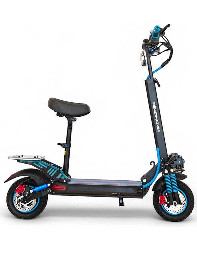 Wind Horse H5 Plus Folding Electric Scooter, 1200W Motor, 48V 27Ah Battery, 50KM/H Max Speed, 51KM Range, 10 Inches Tires, Dual Suspension and Remote Lock  - Image 4