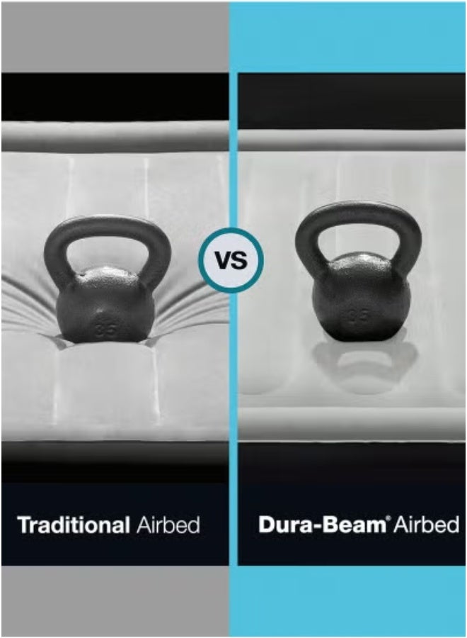 INTEX سرير هوائي مريح فائق الجودة بحجم كوين - مرتبة قابلة للنفخ مرتفعة مع مضخة USB مدمجة سريعة التعبئة، بناء فايبر-تيك، جاهز للسفر والتخييم - 203x152x36 سم سرير هوائي متين ومرتفع - Image 2