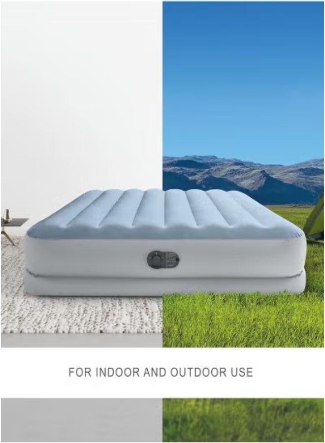 INTEX سرير هوائي مريح فائق الجودة بحجم كوين - مرتبة قابلة للنفخ مرتفعة مع مضخة USB مدمجة سريعة التعبئة، بناء فايبر-تيك، جاهز للسفر والتخييم - 203x152x36 سم سرير هوائي متين ومرتفع - Image 3