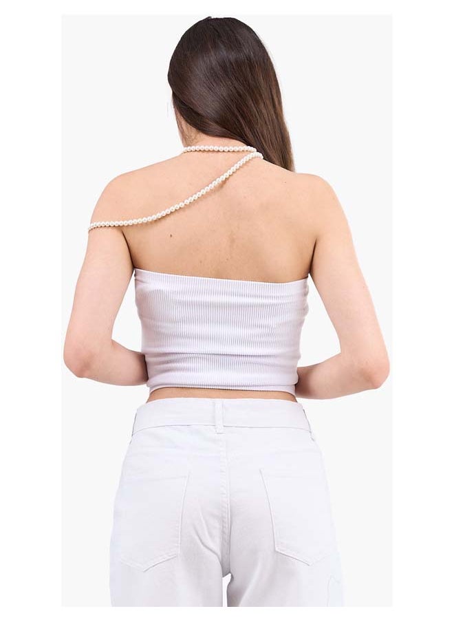 Clue - Strapless Cropped Ribbed Top - Image 1