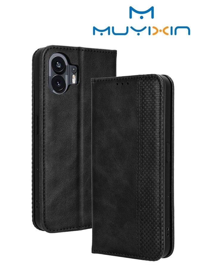 Muyixin Leather Wallet Flip Cover with Card Slots Magnetic Closure Kickstand for Nothing Phone 2 - Image 1