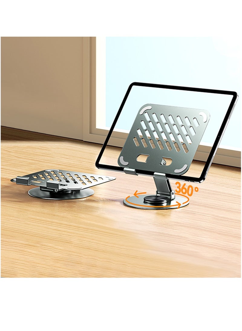 REMAX Precision Alloy 360° Rotating Tablet Holder with Adjustable Angles Mobile Phone Holder for iPad Pro 2021 iPad Air 4 iPad mini iPhone 14/14 Plus/14 Pro/14 Pro Max/13 Pro Max Samsung Galaxy Tab S7 etc Grey - Image 2