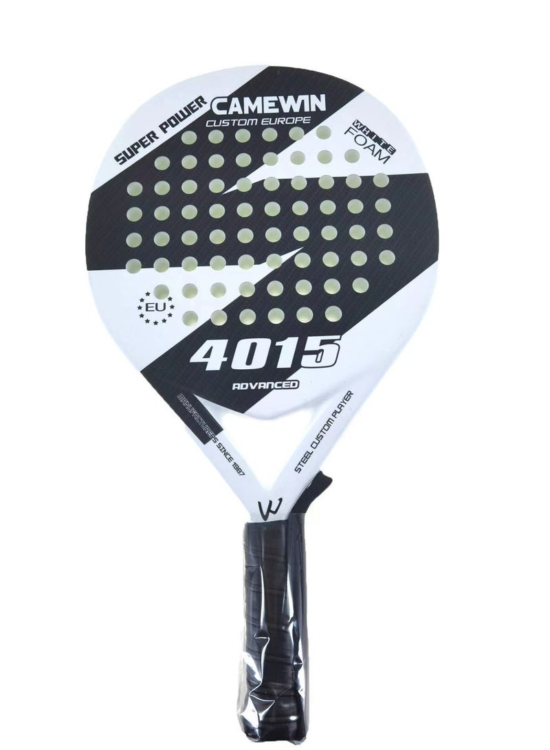Generic Padel Tennis Racket Carbon Fiber Diamond Shape with Bag Included - White and Black - Image 1