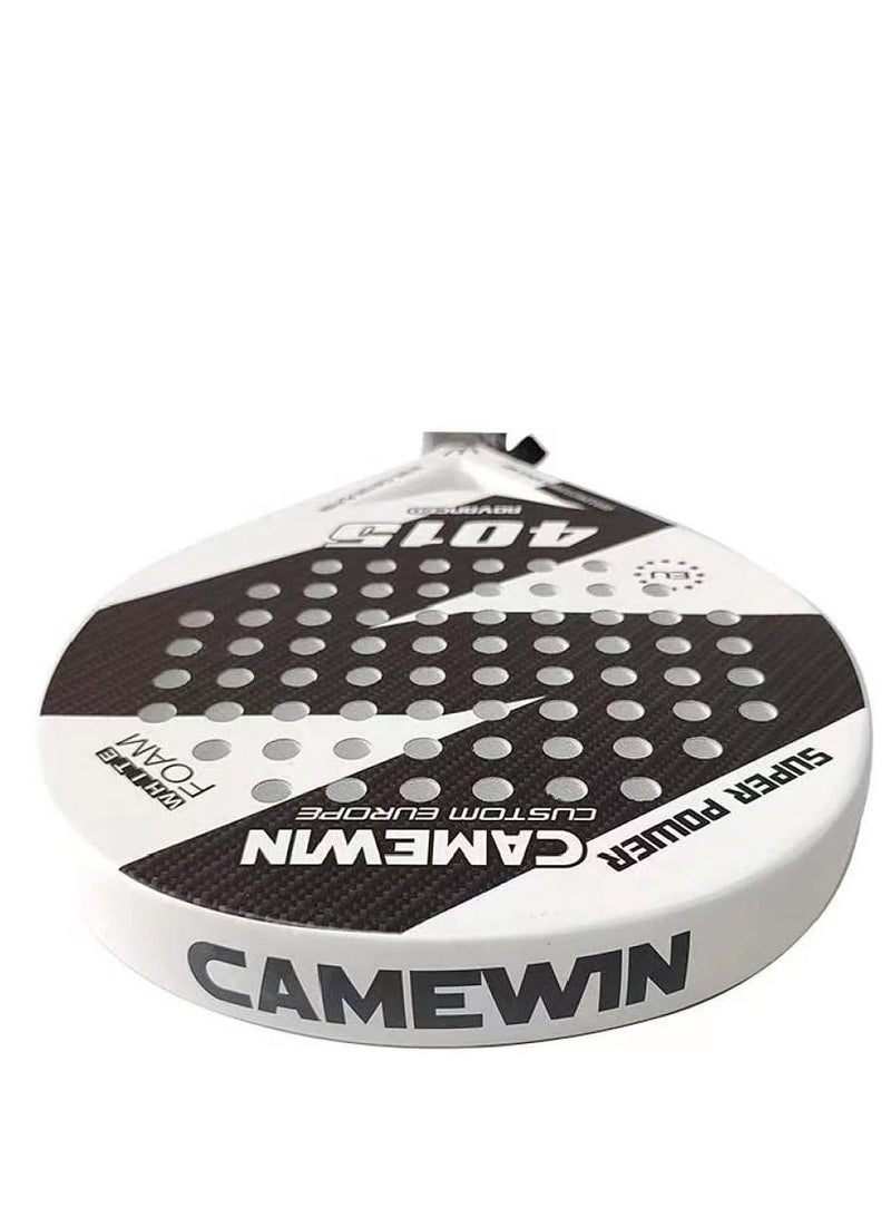 Generic Padel Tennis Racket Carbon Fiber Diamond Shape with Bag Included - White and Black - Image 2