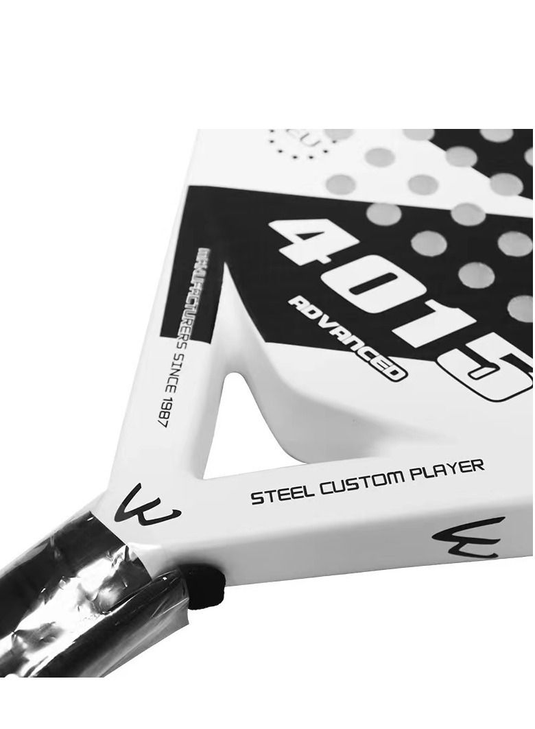 Generic Padel Tennis Racket Carbon Fiber Diamond Shape with Bag Included - White and Black - Image 3