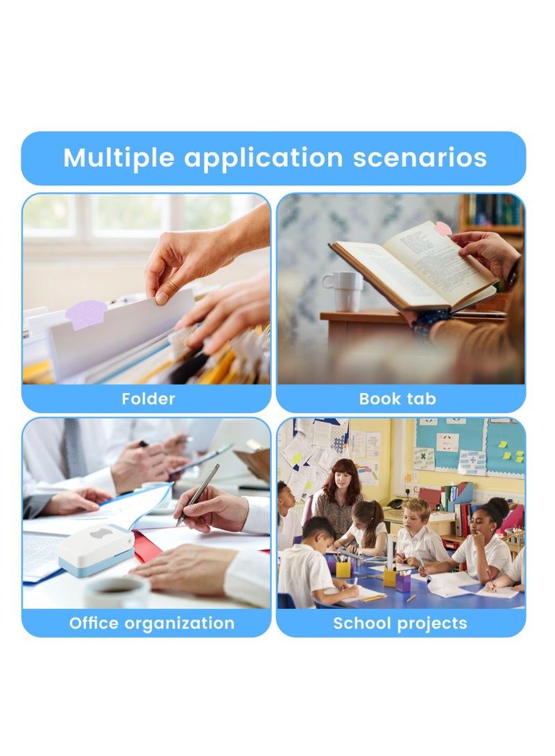 Excefore Tab Punch, Portable Tab Paper Punch, DIY Index Tabs Puncher, Loose Leaf Separator Tab Craft Punch, Multifunctional Tag Puncher for Scrapbooking Cards, Classification File, Blue - Image 5