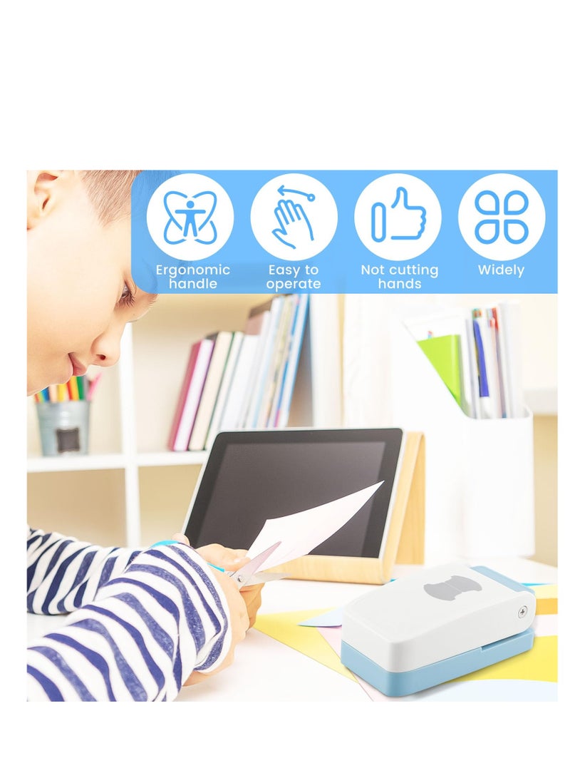 Excefore Tab Punch, Portable Tab Paper Punch, DIY Index Tabs Puncher, Loose Leaf Separator Tab Craft Punch, Multifunctional Tag Puncher for Scrapbooking Cards, Classification File, Blue - Image 2