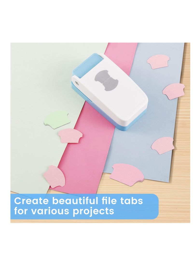 Excefore Tab Punch, Portable Tab Paper Punch, DIY Index Tabs Puncher, Loose Leaf Separator Tab Craft Punch, Multifunctional Tag Puncher for Scrapbooking Cards, Classification File, Blue - Image 3