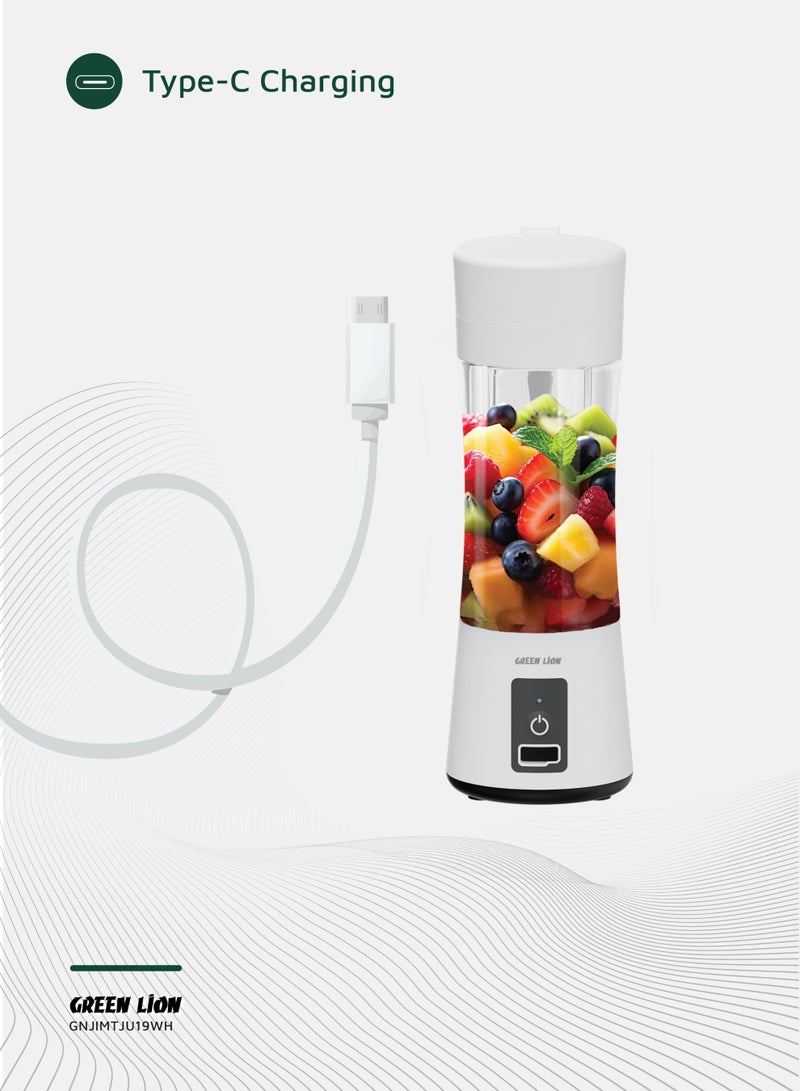 GREEN LION Juice Mate Portable Juicer with 380mL Capacity 45W  / 6-Blade Design / Up to 15 Blending Cycles / 1200mAh Battery & USB-C Charging Port / LED Indicator / 20 Seconds Single Blend Time / BPA-Free & Food-Grade Material - White - Image 4