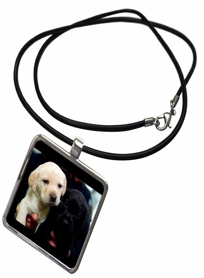 3dRose Necklace With Rectangle Pendant - Black and Yellow Lab Puppies Dogs Labrador Retriever - Image 1