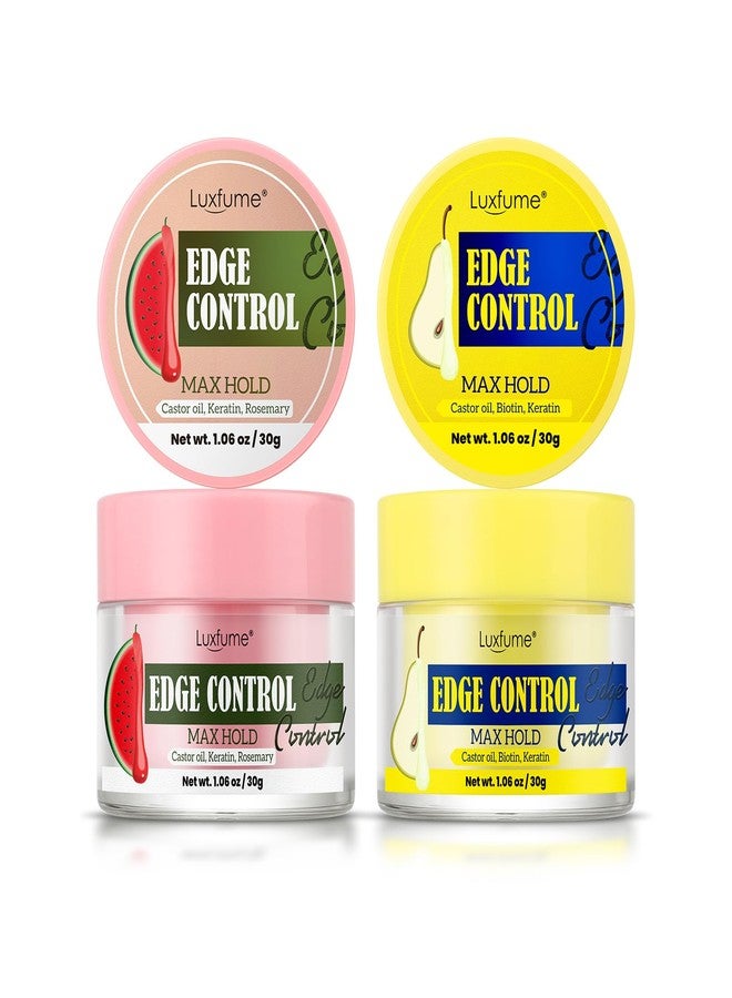 Luxfume Edge Control Gel 2-Pack,Strong Hold, Shine & Styling, No Residue, Non-Greasy Formula for Smooth Edges, All Hair Types-Watermelon & Pear Scented (2x1.06oz) - Image 1