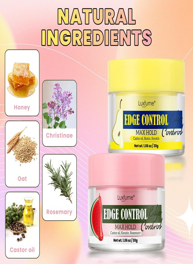 Luxfume Edge Control Gel 2-Pack,Strong Hold, Shine & Styling, No Residue, Non-Greasy Formula for Smooth Edges, All Hair Types-Watermelon & Pear Scented (2x1.06oz) - Image 4