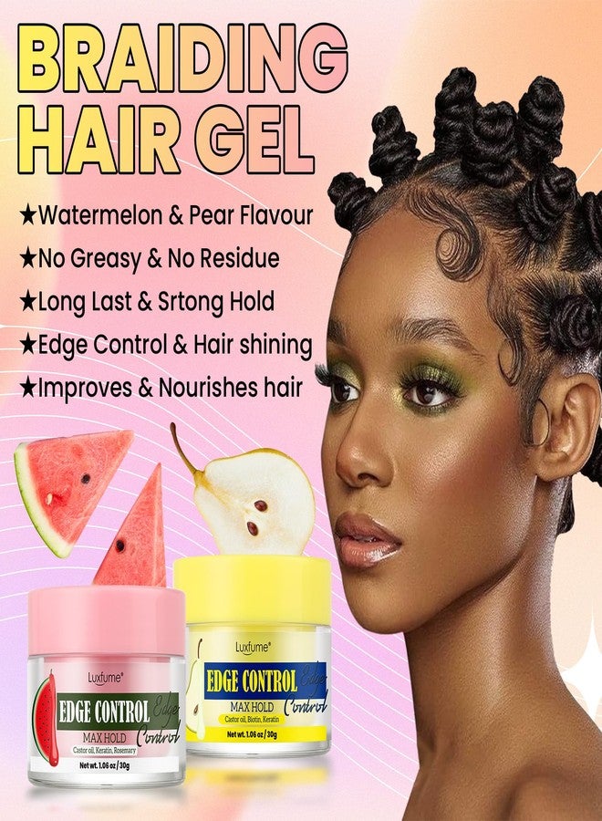 Luxfume Edge Control Gel 2-Pack,Strong Hold, Shine & Styling, No Residue, Non-Greasy Formula for Smooth Edges, All Hair Types-Watermelon & Pear Scented (2x1.06oz) - Image 3