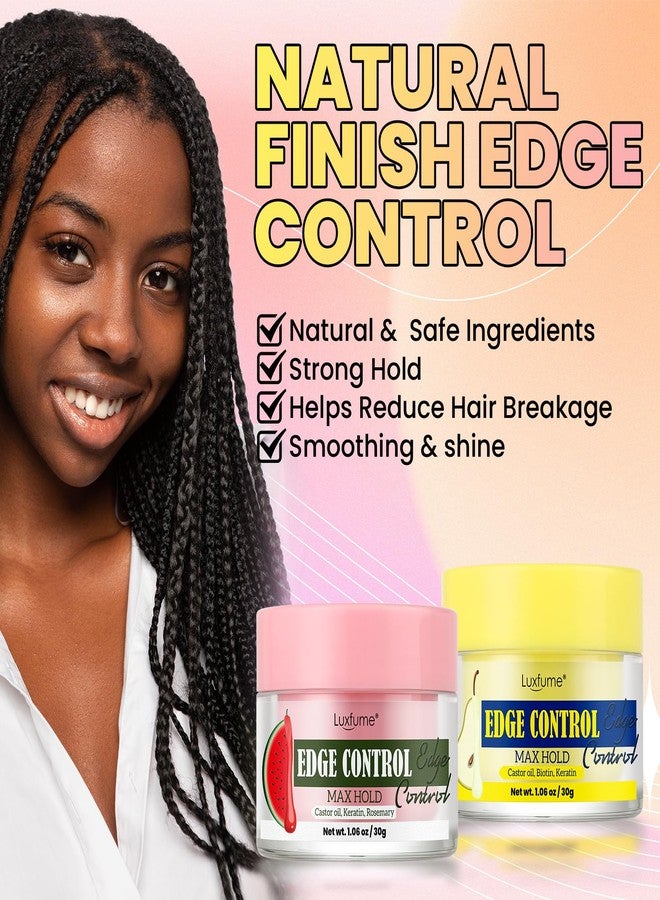 Luxfume Edge Control Gel 2-Pack,Strong Hold, Shine & Styling, No Residue, Non-Greasy Formula for Smooth Edges, All Hair Types-Watermelon & Pear Scented (2x1.06oz) - Image 2