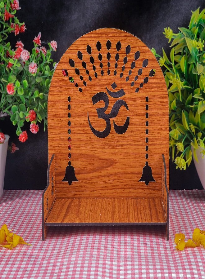 SATVIK STORE SATVIK 1 Pc DIY MDF Puja Mandir Set Easy to Build Om Design Pujan Ghar Temple Table Top God Sihasan Indian Hindu Festive Diwali Wooden Pattern Bhagwan Darbar Home Office Décor Portable Pooja Stand - Image 4