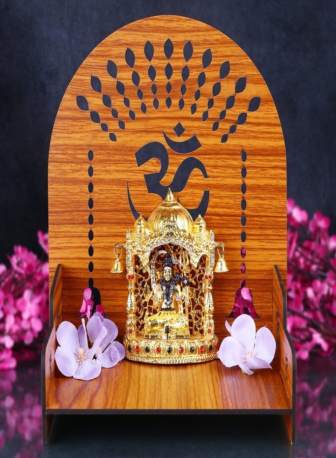 SATVIK STORE SATVIK 1 Pc DIY MDF Puja Mandir Set Easy to Build Om Design Pujan Ghar Temple Table Top God Sihasan Indian Hindu Festive Diwali Wooden Pattern Bhagwan Darbar Home Office Décor Portable Pooja Stand - Image 2