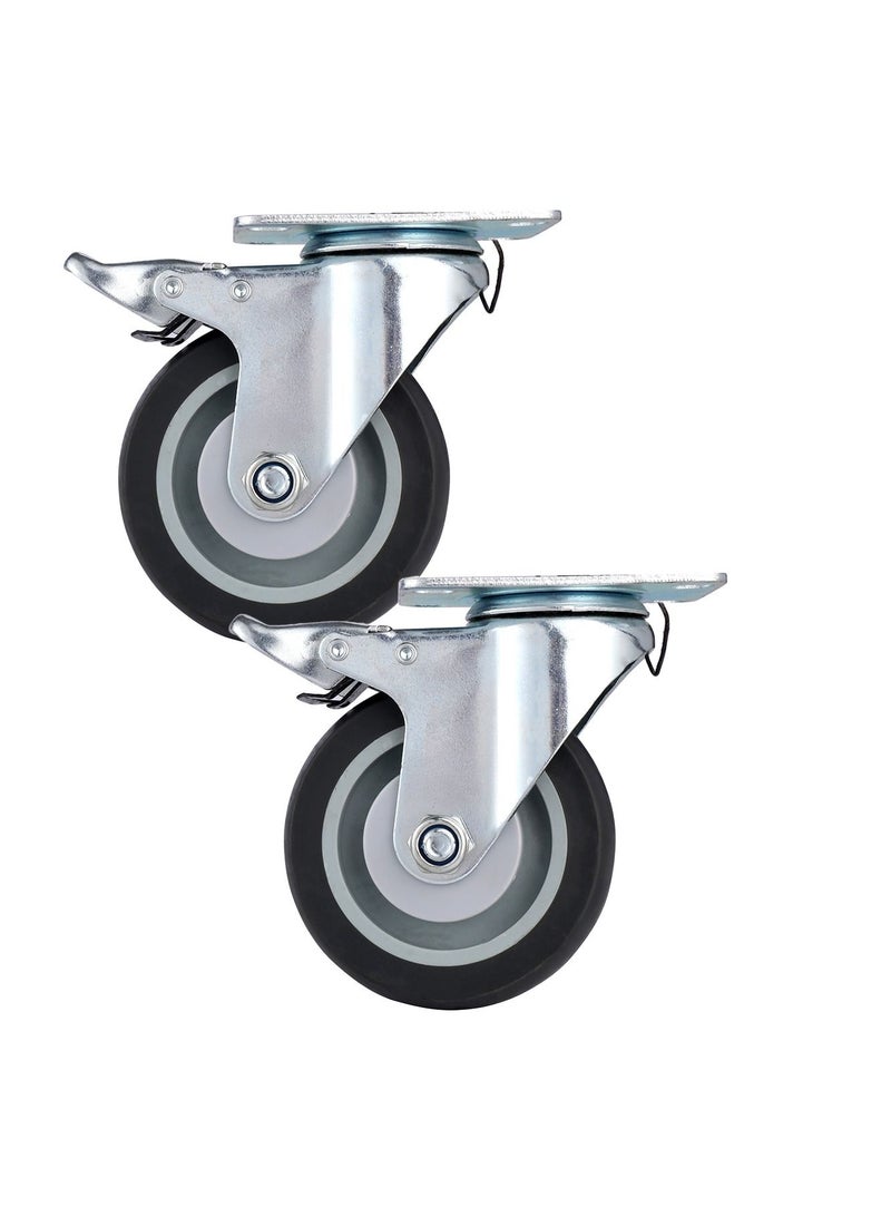 بي إم بي تولز طقم عجلات متحركة مع كرة مزدوجة وفرامل مكون من قطعتين - 75 ملم - رمادي - Image 1