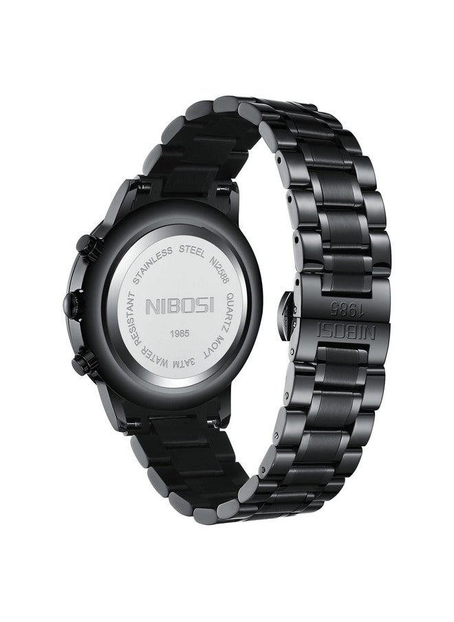 NIBOSI - NIBOSI Men's Watches Analog Minimalist Black Dial Watches for Men Business Chronograph Casual Watches with Stainless Steel Strap Date (Rose Gold2) - Image 1