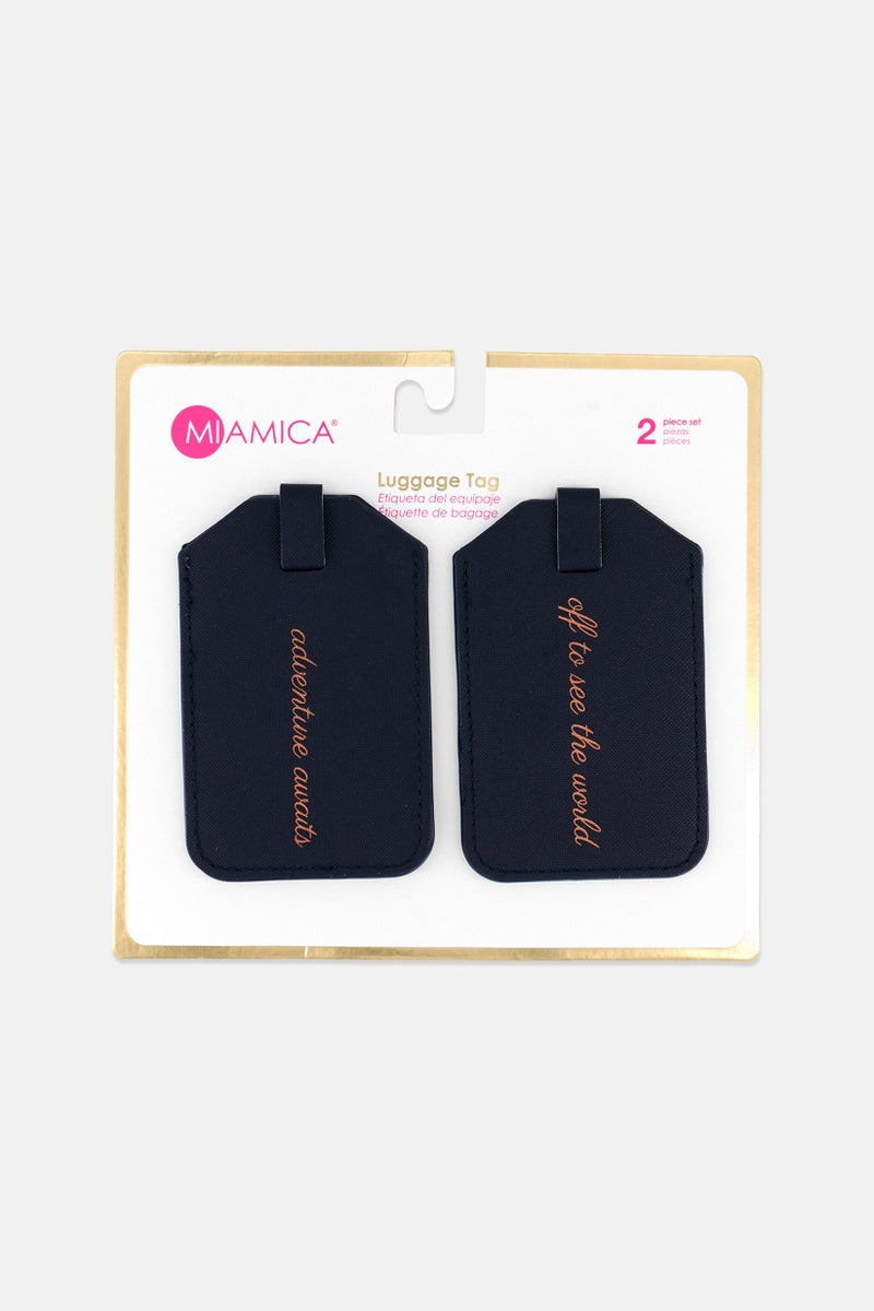 Miamica مجموعة غطاء بطاقة الأمتعة 2 قطعة 7 × 11 سم، أسود - Image 1