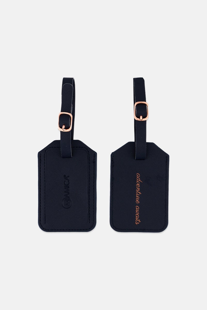 Miamica مجموعة غطاء بطاقة الأمتعة 2 قطعة 7 × 11 سم، أسود - Image 2