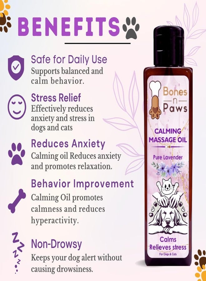 Bones N paws Calming Spa Massage Oil for Dogs & Cats | Pre-Bath Aromatherapy with Lavender & Cold-Pressed Coconut | Stress Relief, Itching, Shedding, Joint Comfort | Natural Pet Spa Oil | 200 Ml - Image 2