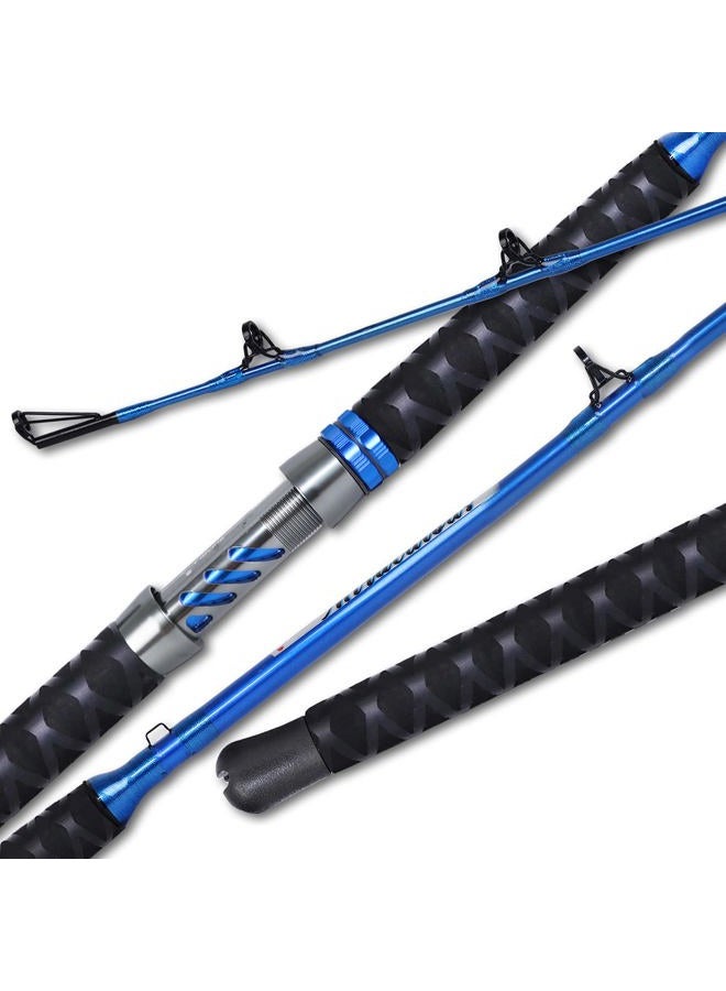 Fiblink Catfish Fishing Rod 1 Piece/2 Piece Catfishing Fishing Pole Portable Travel Heavy Cat Catfish Casting Rod (6'/6'6"/7'/8'/9') (A:8' - 2Pcs - Blue) - Image 1