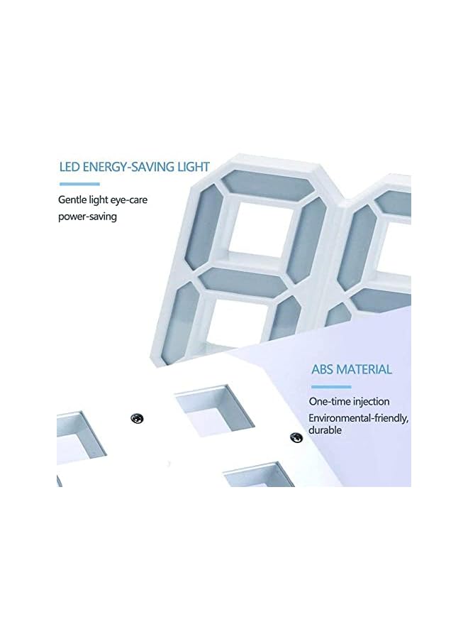 Raxoom Wall Led Alarm Digital Clock White Number Time Clock with Automatic Brightness Adjustable, 12/24 Hr Time/Date Temperature Display, Electric Nightlight Alarm Clock for Modern Home Decoration - Image 3