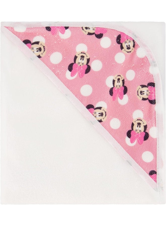 Disney Cudlie Baby Girl Minnie Mouse 2 Pack Rolled/Carded Hooded Towels in Happy Dots Print - Image 5