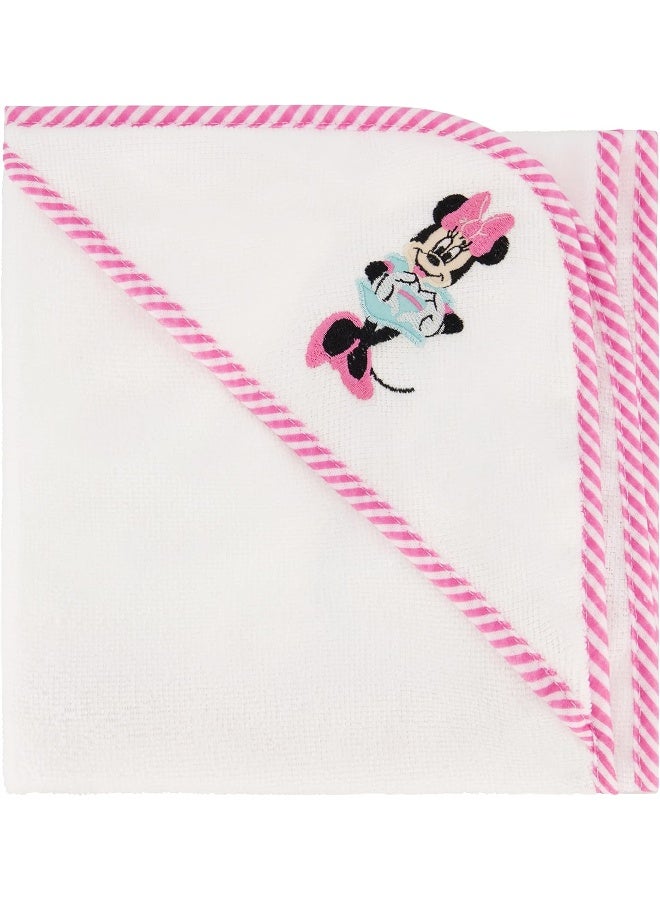 Disney Cudlie Baby Girl Minnie Mouse 2 Pack Rolled/Carded Hooded Towels in Happy Dots Print - Image 4