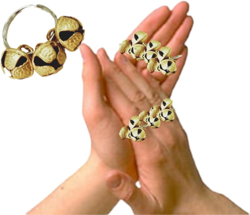 KP2 Ghungroo Kadi Fingers for Puja Aarti Hand Finger Clapping Ring Cymbals Pooja Bhajan Set Pair Musical Instrument finger cymbol (Golden, Set of 2) - Image 3