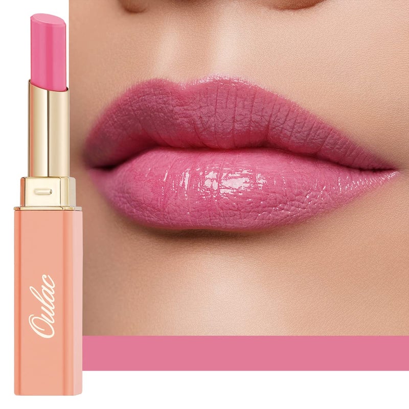Oulac Coral Peach Red Lipstick for Women - Moisturizing Lip Stick Red, Glossy Tinted Lip Balm, Sheer Shine Juicy Finish, Lightweight and Hydrating Formula for Dry Lip Care, Vegan 2.2g/0.07oz (04) - Image 1