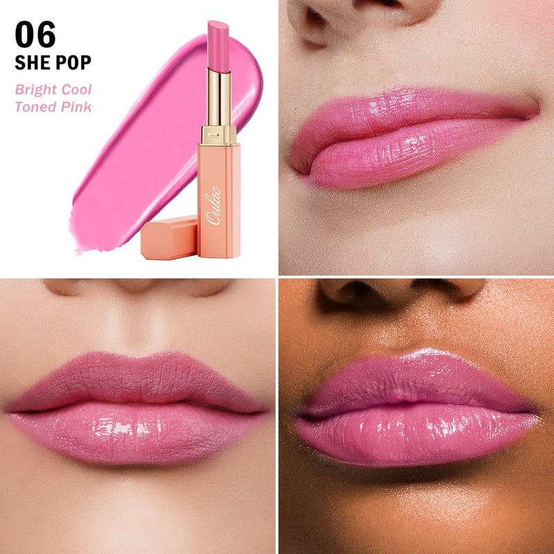 Oulac Coral Peach Red Lipstick for Women - Moisturizing Lip Stick Red, Glossy Tinted Lip Balm, Sheer Shine Juicy Finish, Lightweight and Hydrating Formula for Dry Lip Care, Vegan 2.2g/0.07oz (04) - Image 4