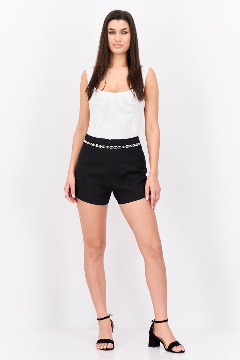 STEVE MADDEN Women Plain Chain Basic Shorts, Black - Image 4