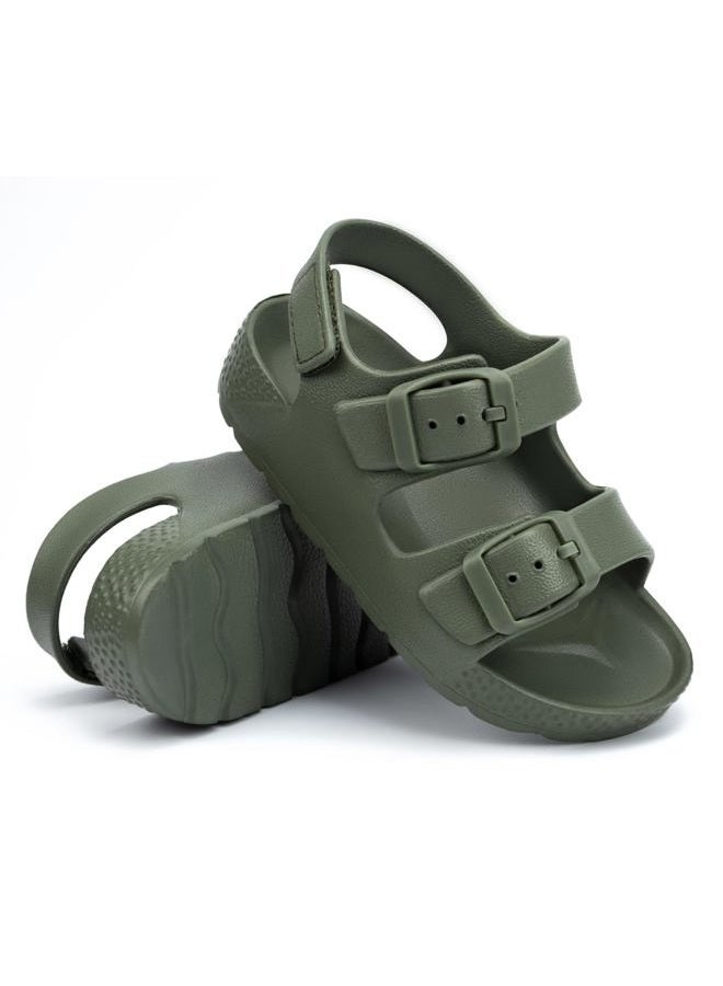 ChayChax Toddler Boys Girls Double Buckle Sandals Children's Adjustable Back Strap Water Sandal, Army Green, 7 Toddler - Image 4