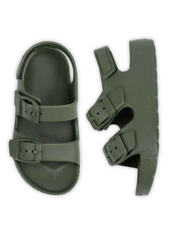 ChayChax Toddler Boys Girls Double Buckle Sandals Children's Adjustable Back Strap Water Sandal, Army Green, 7 Toddler - Image 3