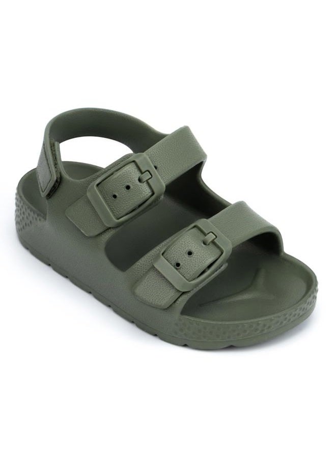 ChayChax Toddler Boys Girls Double Buckle Sandals Children's Adjustable Back Strap Water Sandal, Army Green, 7 Toddler - Image 1