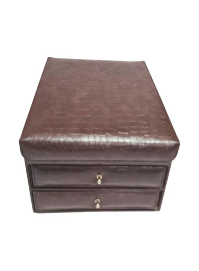 THE CASE Faux Leather Case, Jewellery Case Co Earring Organizer Holder, 16 Small & 4 Large Slots Jewelry Box with Drawers & Magnetic Closure, 2 Trays for Earrings, Ring or Chain Storage - Image 2