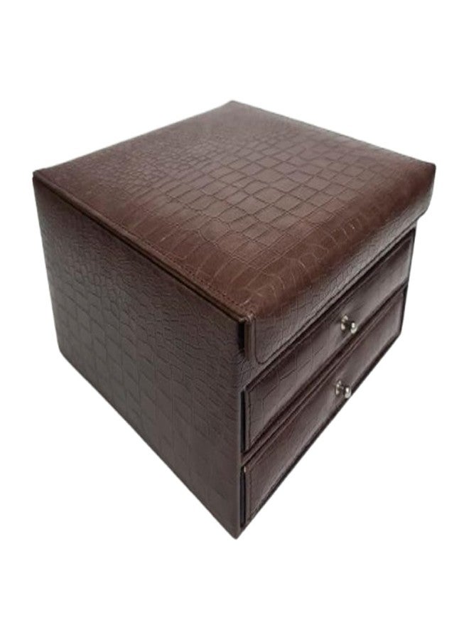 THE CASE Faux Leather Case, Jewellery Case Co Earring Organizer Holder, 16 Small & 4 Large Slots Jewelry Box with Drawers & Magnetic Closure, 2 Trays for Earrings, Ring or Chain Storage - Image 1