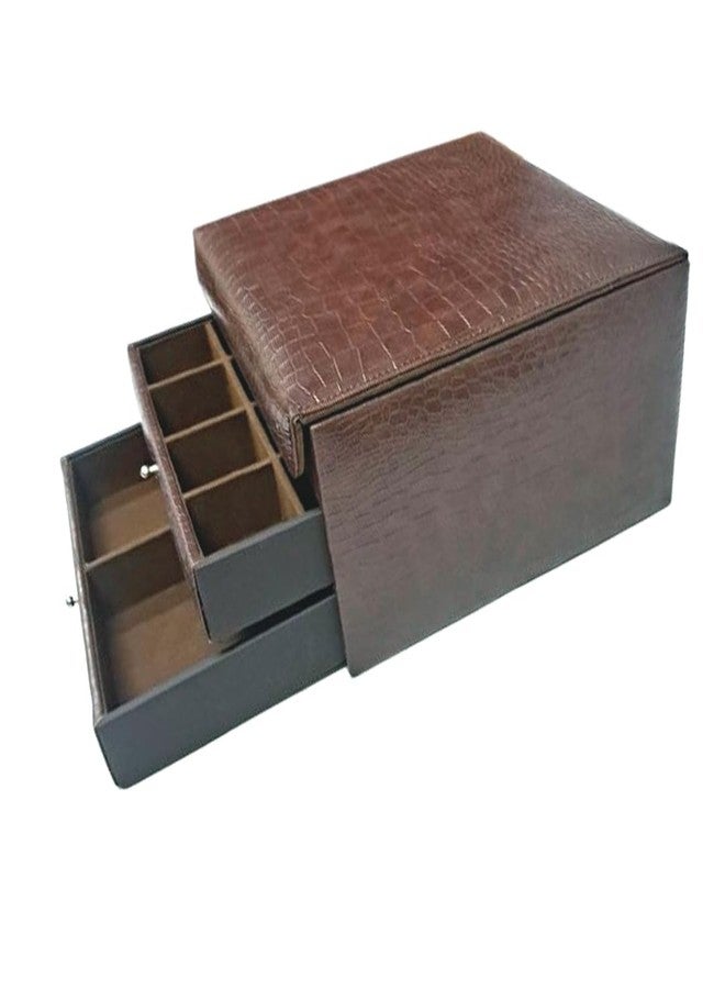 THE CASE Faux Leather Case, Jewellery Case Co Earring Organizer Holder, 16 Small & 4 Large Slots Jewelry Box with Drawers & Magnetic Closure, 2 Trays for Earrings, Ring or Chain Storage - Image 5