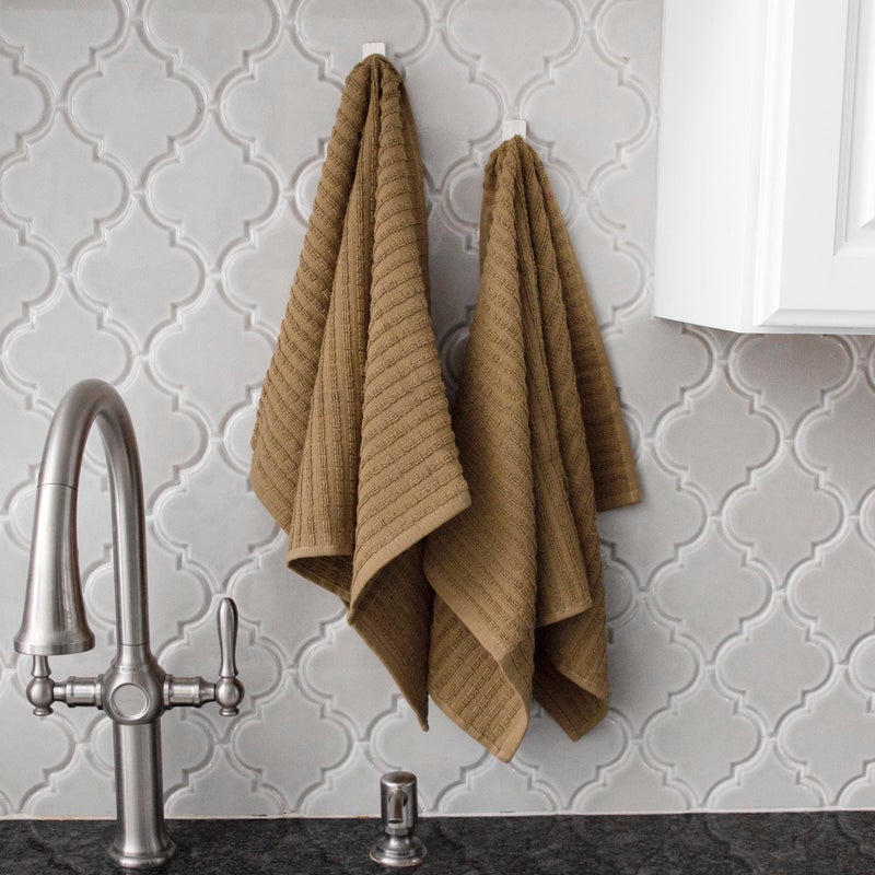 Ritz Royale Collection 100% Combed Terry Cotton  Highly Absorbent  Oversized  Kitchen Towel Set  28"" x 18""  2-Pack  Solid Mocha Brown - Image 4