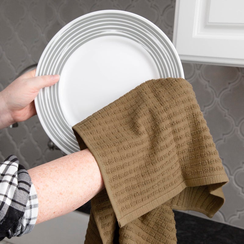 Ritz Royale Collection 100% Combed Terry Cotton  Highly Absorbent  Oversized  Kitchen Towel Set  28"" x 18""  2-Pack  Solid Mocha Brown - Image 3