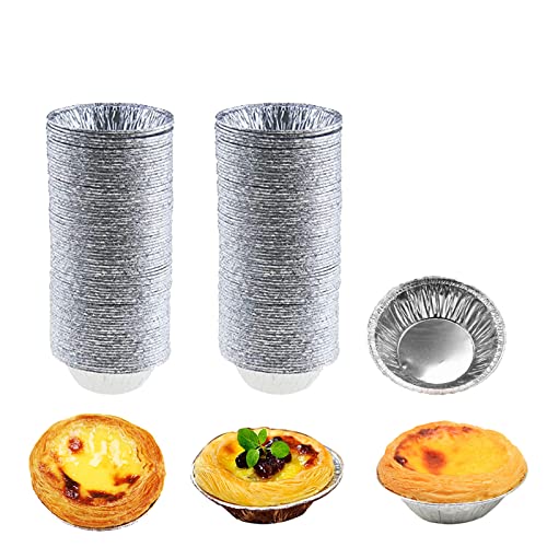 HLCM 100 Pcs Aluminum Foil Mini Pans, Great for Baking Tarts, Quiche, Pudding, etc. - Image 1