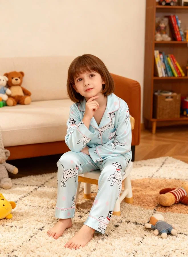 تايك تو Girls Dog Print Long Sleeve Shirt and Pyjama Set