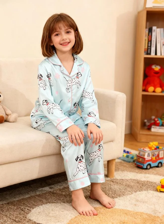 تايك تو Girls Dog Print Long Sleeve Shirt and Pyjama Set