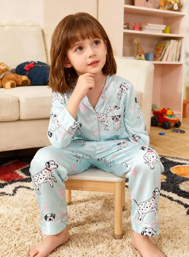 Take Two  Girls Printed Long Sleeve Shirt and Pyjama Set for Women | Best Price UAE