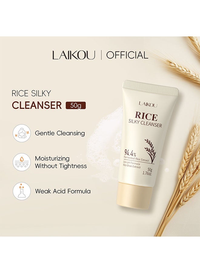 لايكو غسول الأرز الناعم – منظف وجه يومي لطيف مع رغوة كريمية ناعمة – مناسب لجميع أنواع البشرة – يساعد في إزالة الأوساخ والزيوت والشوائب دون تجفيف البشرة 50غ - Image 2