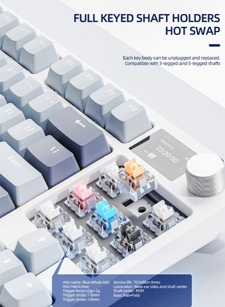 Attack Shark K86 RGB Wireless Gasket Mechanical Keyboard,Triple Mode Bluetooth5.0/2.4G/USB-C 87 Keys Hot Swappable Gaming Keyboard, 4000 mAh Battery 1.2'' HD OLED Display Volume Rotary Button for Games and Work - Image 2