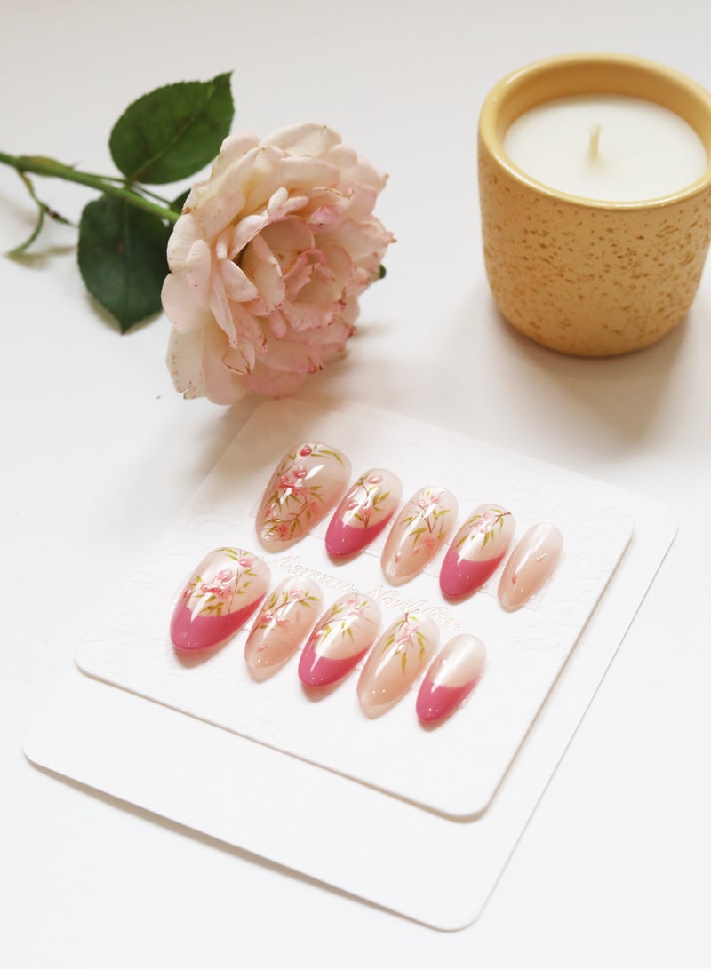 AurumNail - Peach Blossom Mist - Medium Almond M - Exclusively For KSA - High-End Limited Edition Handmade Press-On Nails, Not Factory-Made Nails - Perfect for Vacations, Weddings, or Everyday Elegance - Viral TikTok Nail Design – Ramadan & Eid Special Edition – Riyadh Festival Collection – Eco-Friendly Nude Nails – Inspired by the Saudi Green Initiative - Image 1
