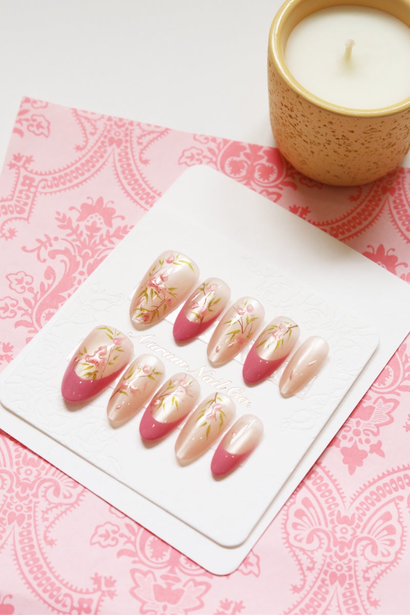 AurumNail - Peach Blossom Mist - Medium Almond M - Exclusively For KSA - High-End Limited Edition Handmade Press-On Nails, Not Factory-Made Nails - Perfect for Vacations, Weddings, or Everyday Elegance - Viral TikTok Nail Design – Ramadan & Eid Special Edition – Riyadh Festival Collection – Eco-Friendly Nude Nails – Inspired by the Saudi Green Initiative - Image 2